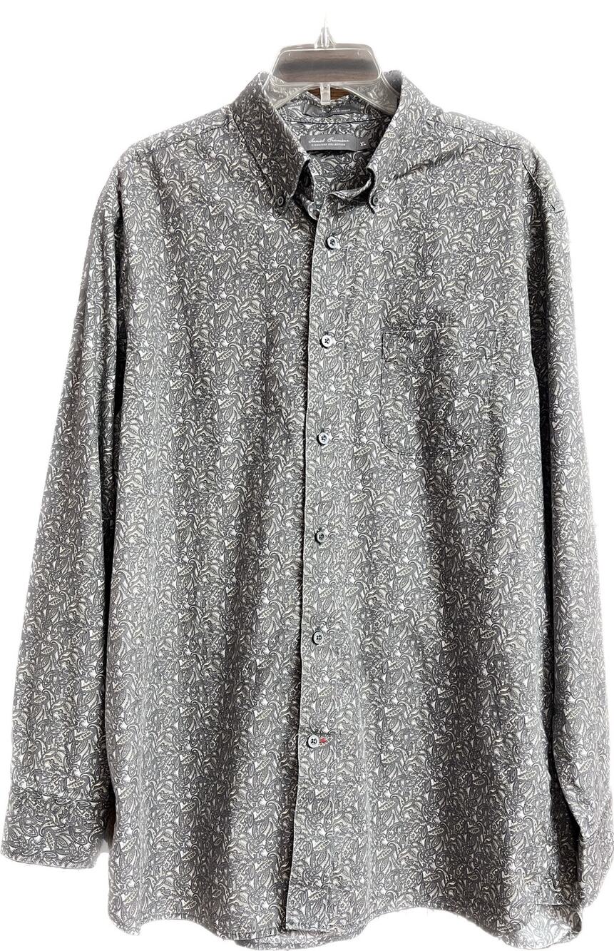 Cremieux Signature Coll. men’s XL print 100% cotton business casual LS shirt